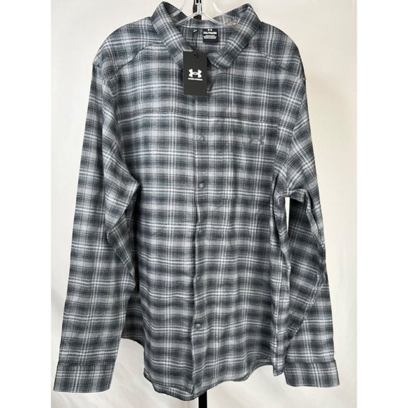 Under Armour Other - Under Armour Tradesmen Flex Fitted Plaid Flannel Button Down Shirt Size XXL Grey